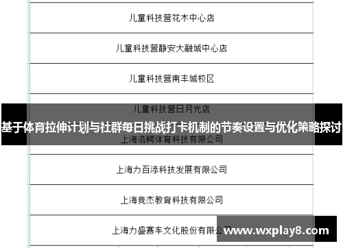 基于体育拉伸计划与社群每日挑战打卡机制的节奏设置与优化策略探讨